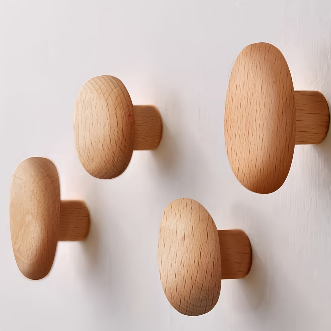 Houten Wandhaken Met Organische Vormgeving