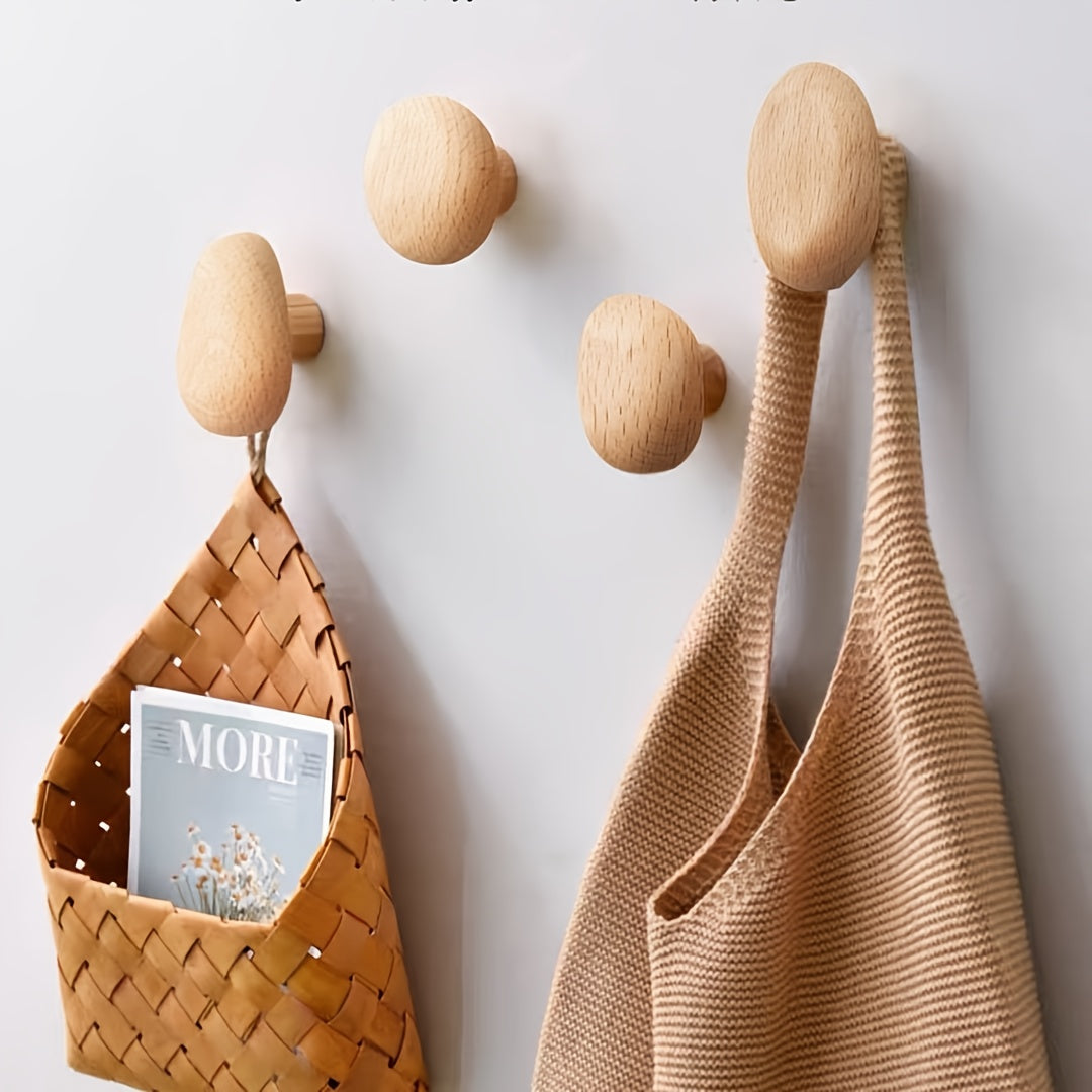 Houten Wandhaken Met Organische Vormgeving