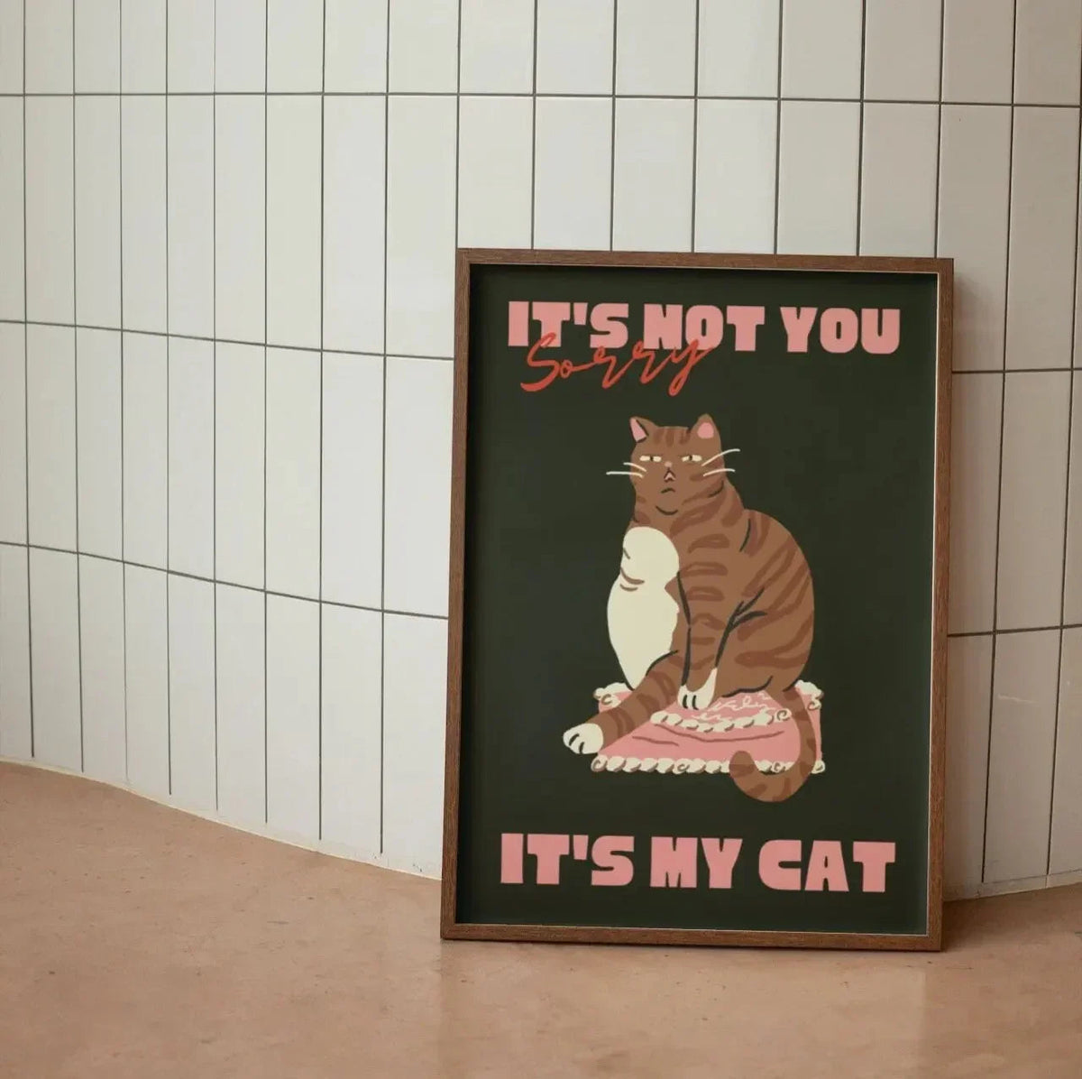 Canvas Wanddecoratie Met Kattenillustratie Voor Een Speelse En Moderne Uitstraling