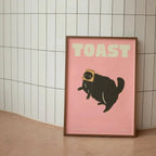 Canvas Wanddecoratie Met Kattenillustratie Voor Een Speelse En Moderne Uitstraling