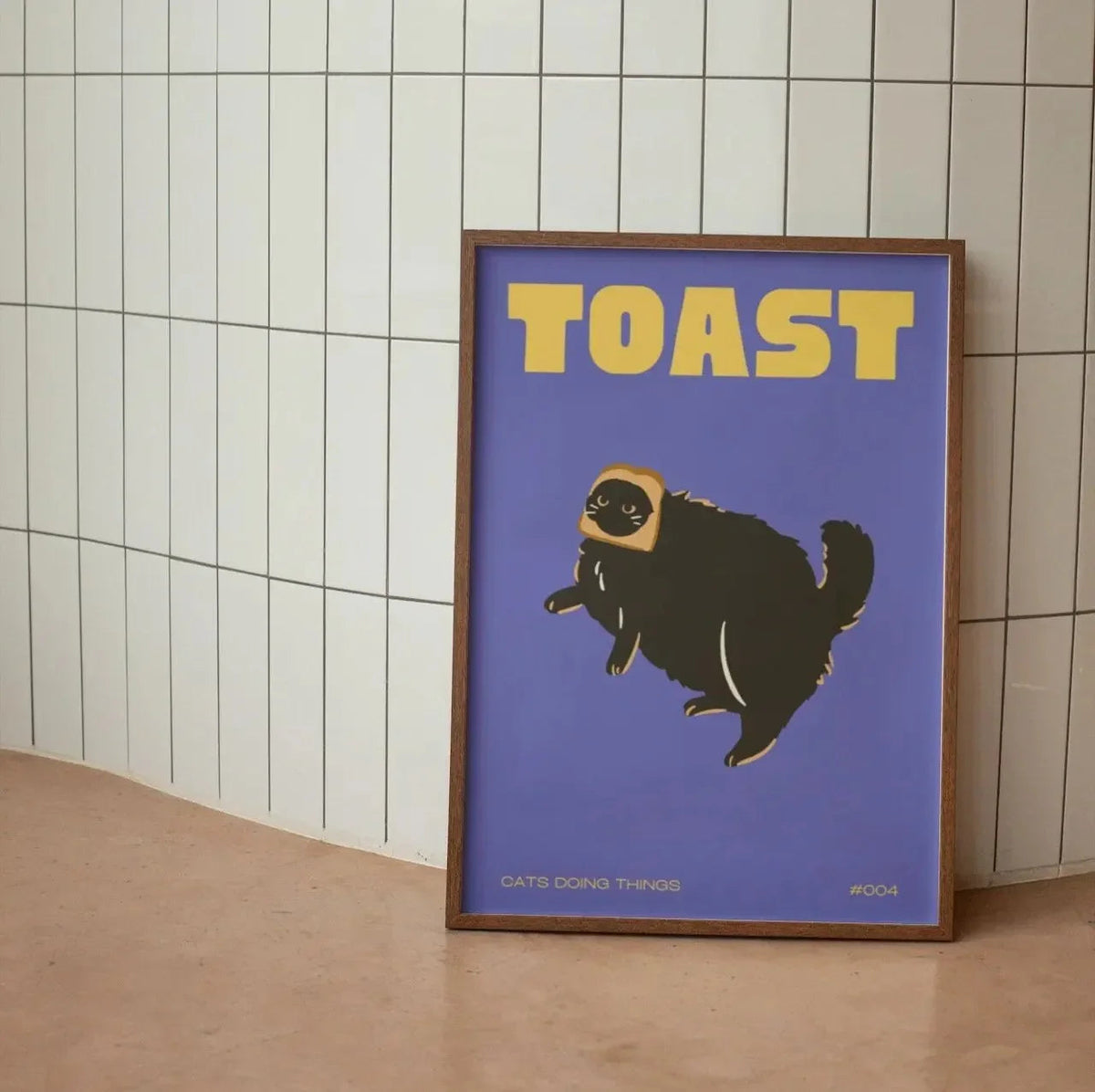 Canvas Wanddecoratie Met Kattenillustratie Voor Een Speelse En Moderne Uitstraling
