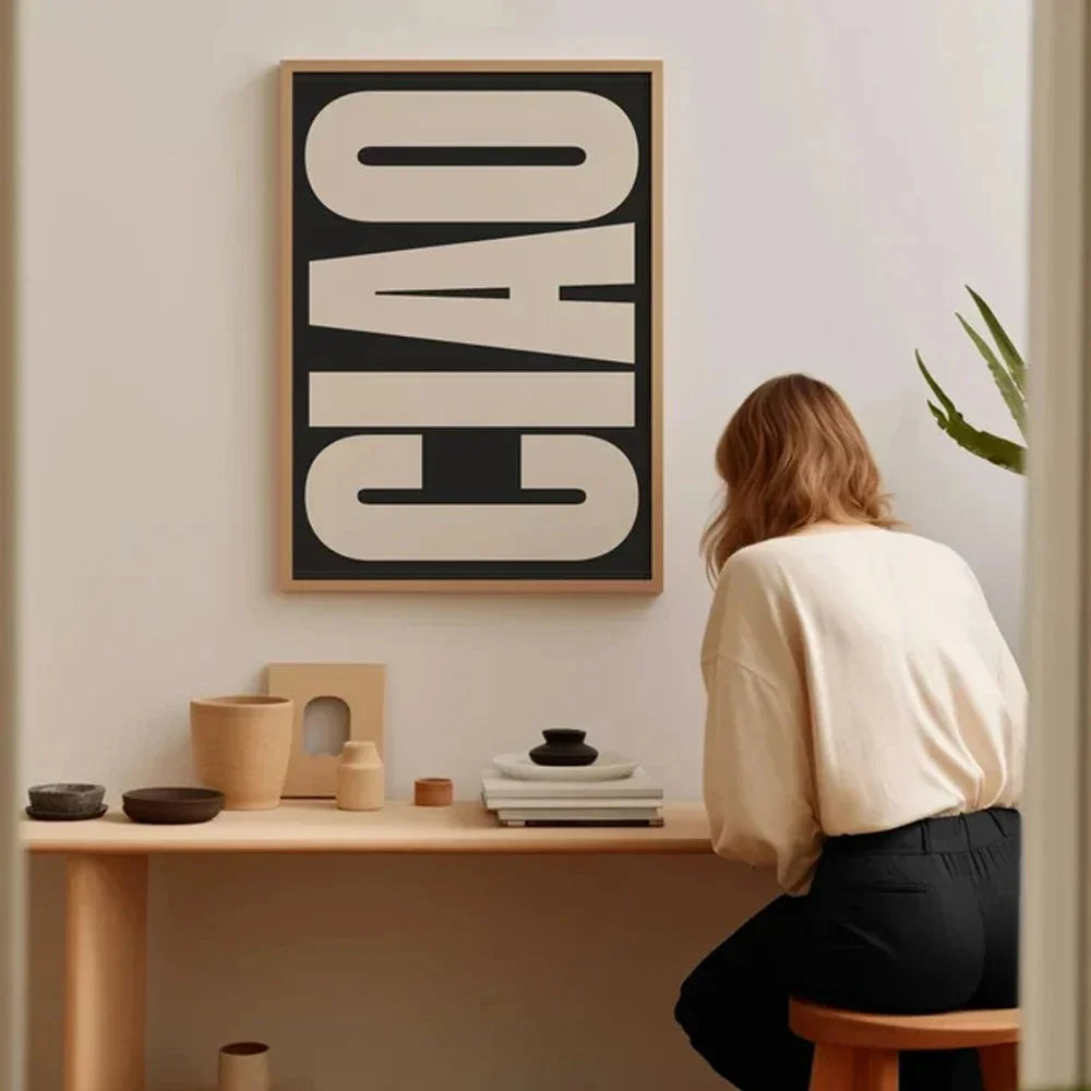 Canvas Wanddecoratie Met Italiaanse Tekstprint Voor Een Moderne En Stijlvolle Uitstraling