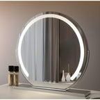 Make-upspiegel met Dimbare LED-Verlichting en Ronde Vorm op Voet