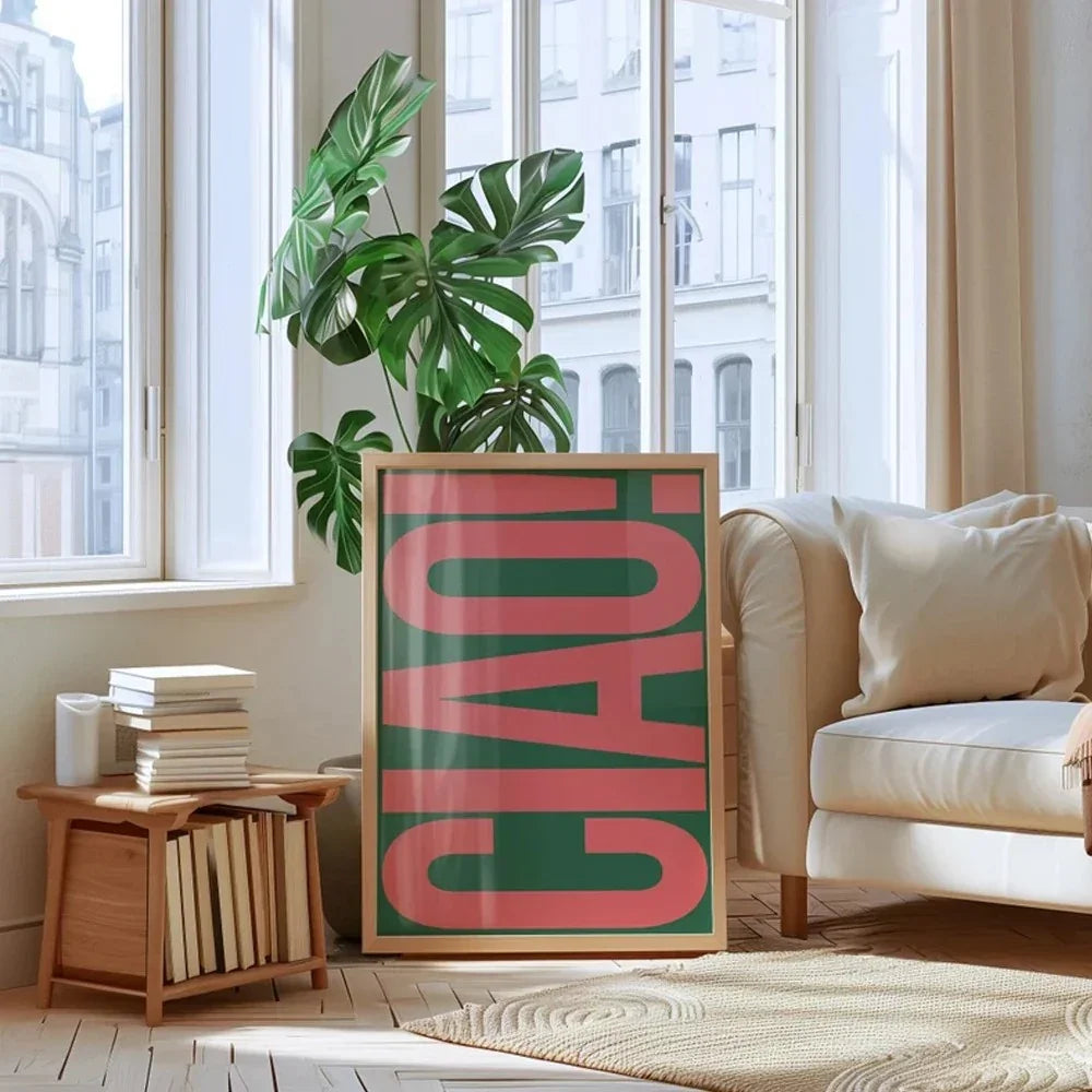 Canvas Wanddecoratie Met Italiaanse Tekstprint Voor Een Moderne En Stijlvolle Uitstraling