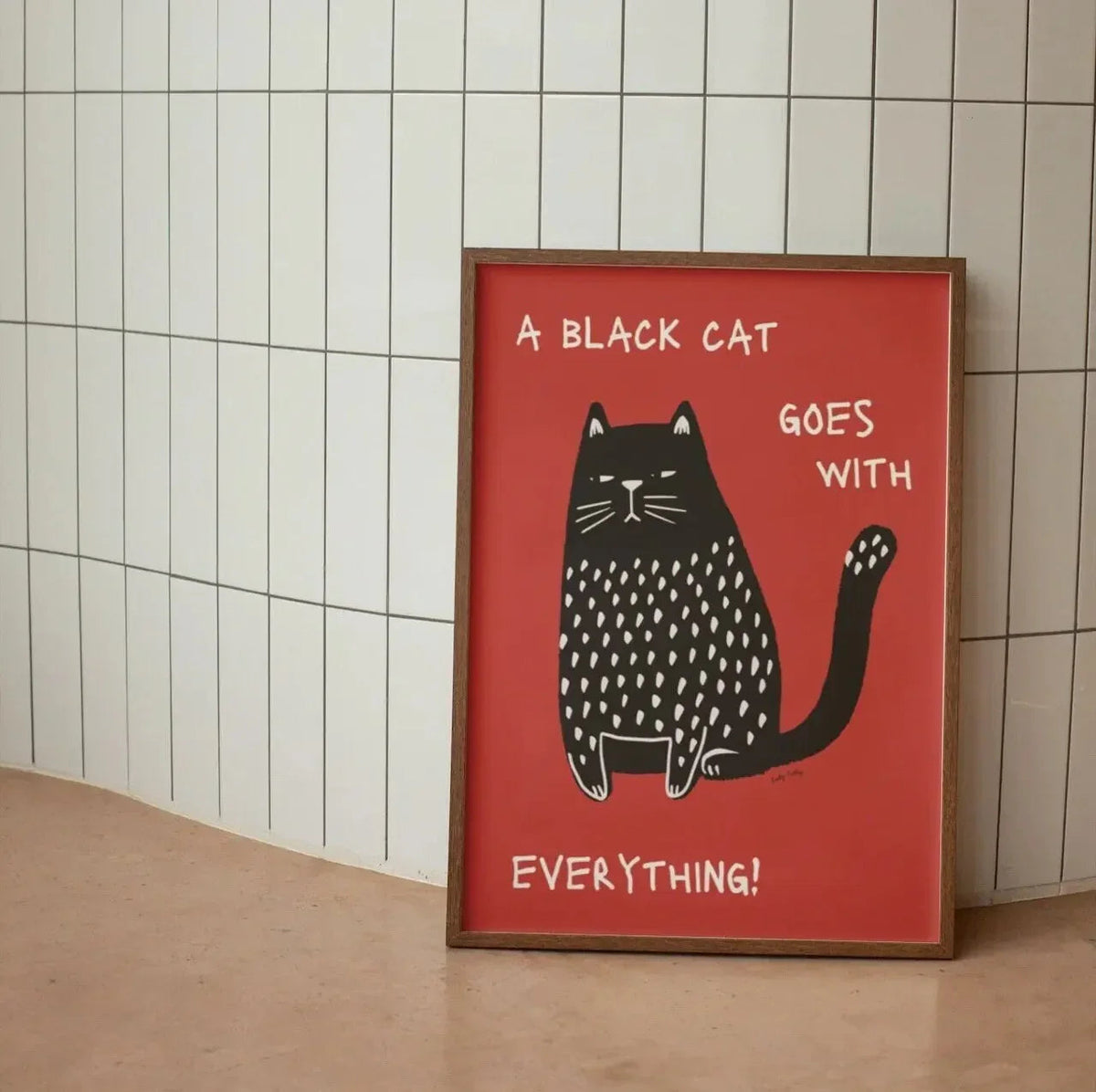 Canvas Wanddecoratie Met Kattenillustratie Voor Een Speelse En Moderne Uitstraling