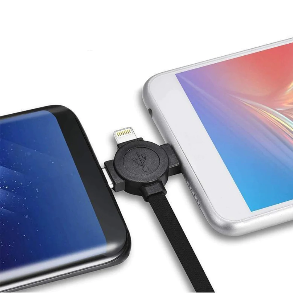 Uittrekbare 3‑in‑1 Oplaadkabel met Telefoonhouder en Trekbestendige Constructie