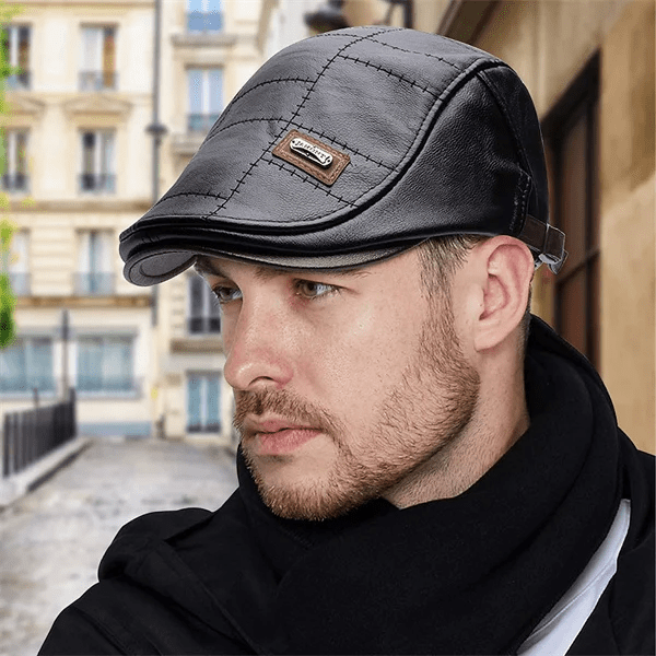 Leren Baret met Verstelbare Band en Tijdloos Ontwerp