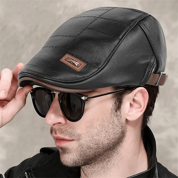 Leren Baret met Verstelbare Band en Tijdloos Ontwerp
