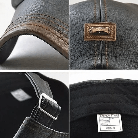 Leren Baret met Verstelbare Band en Tijdloos Ontwerp