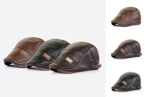 Leren Baret met Verstelbare Band en Tijdloos Ontwerp