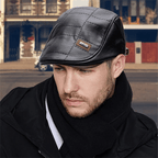 Leren Baret met Verstelbare Band en Tijdloos Ontwerp