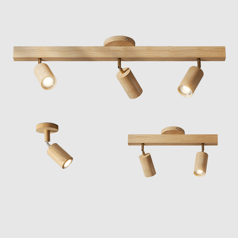 Houten Plafondlamp Met Verstelbare Lichtstraal En Minimalistisch Ontwerp