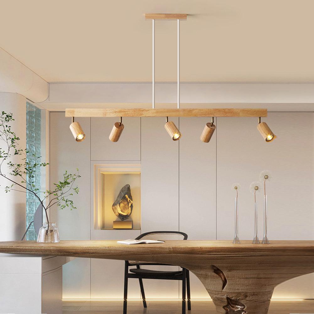 Houten Plafondlamp Met Verstelbare Lichtstraal En Minimalistisch Ontwerp