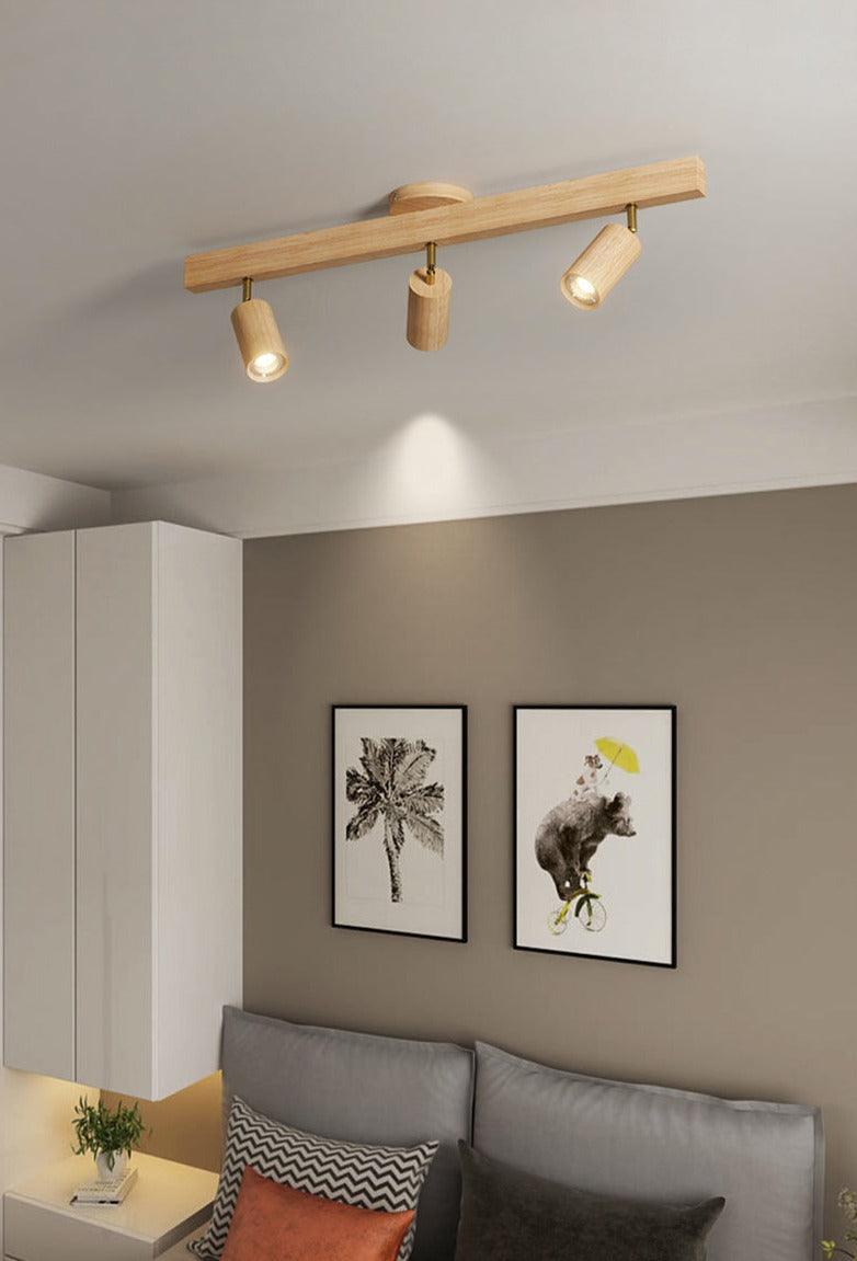 Houten Plafondlamp Met Verstelbare Lichtstraal En Minimalistisch Ontwerp
