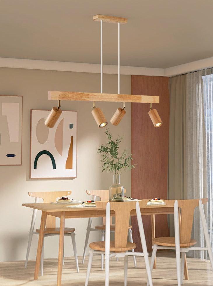 Houten Plafondlamp Met Verstelbare Lichtstraal En Minimalistisch Ontwerp