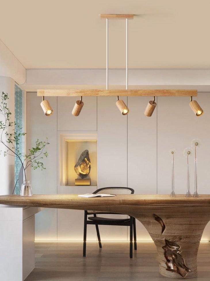 Houten Plafondlamp Met Verstelbare Lichtstraal En Minimalistisch Ontwerp
