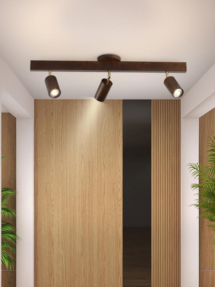 Houten Plafondlamp Met Verstelbare Lichtstraal En Minimalistisch Ontwerp