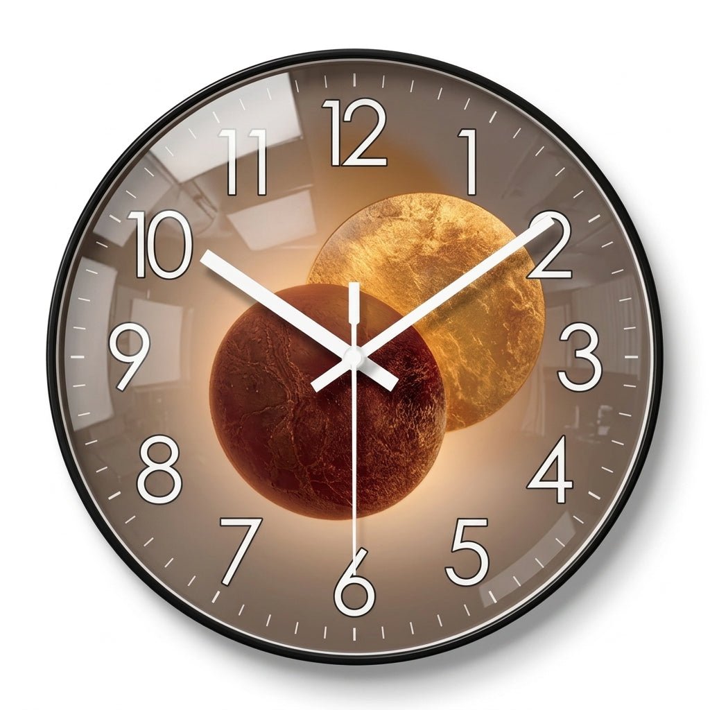 Ronde Wandklok Met Donker Uurwerk En Decoratieve Afwerking