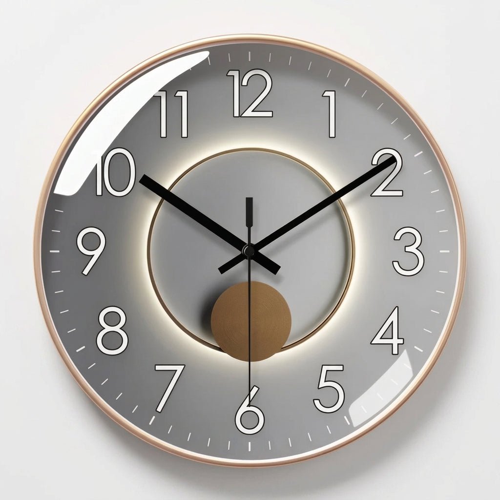Ronde Wandklok Met Donker Uurwerk En Decoratieve Afwerking