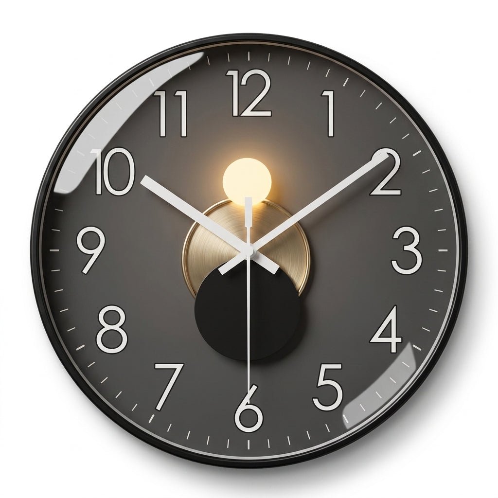 Ronde Wandklok Met Donker Uurwerk En Decoratieve Afwerking