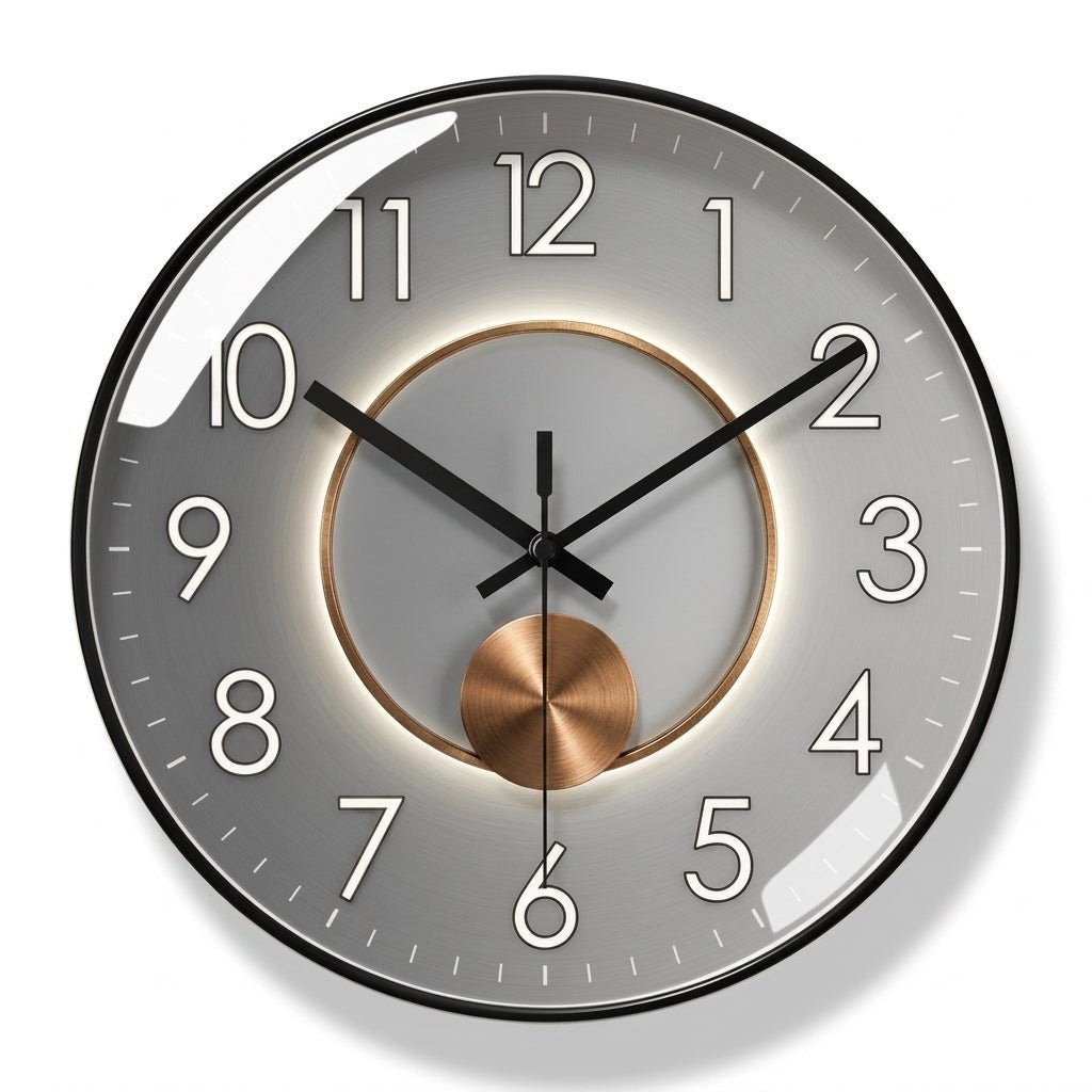 Ronde Wandklok Met Donker Uurwerk En Decoratieve Afwerking