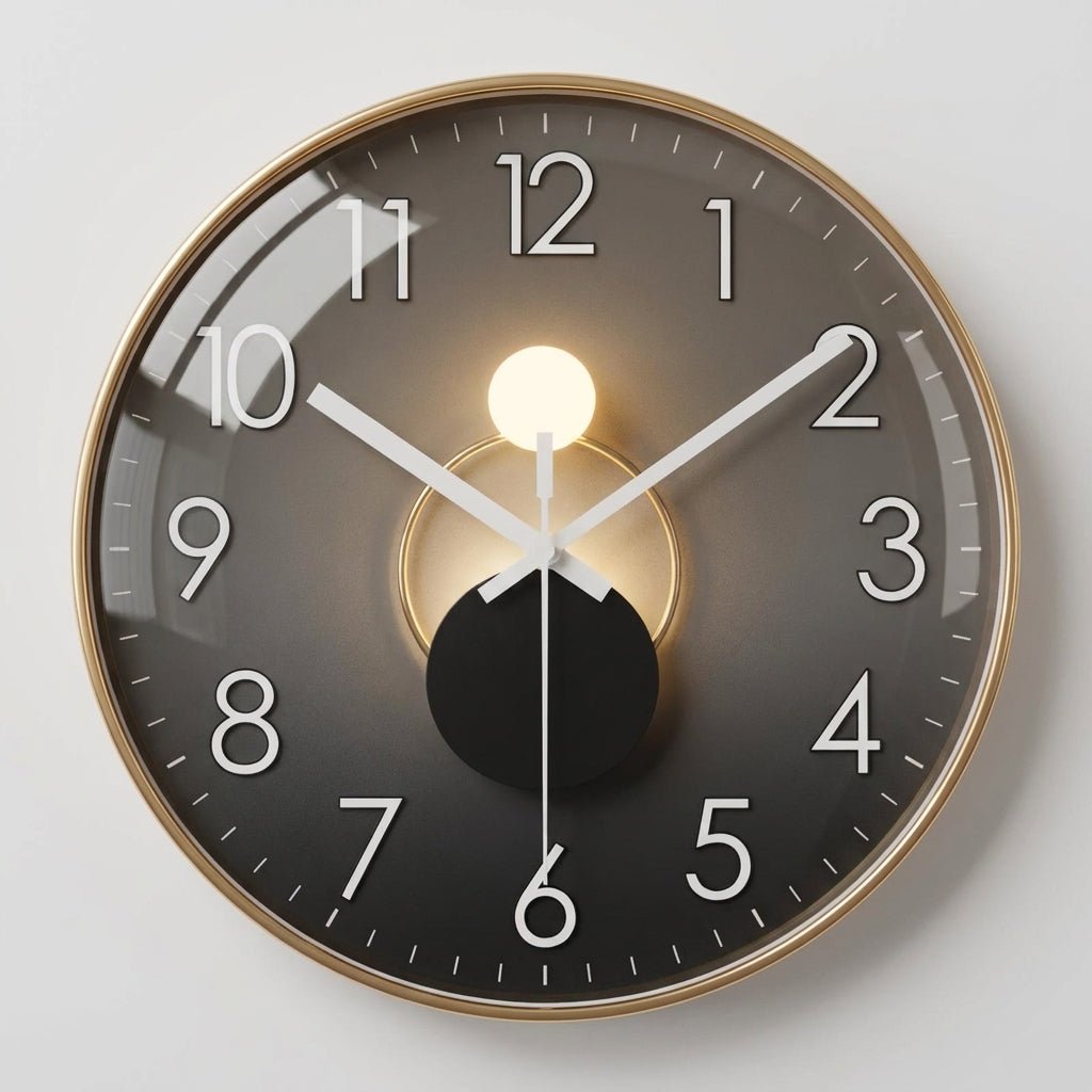 Ronde Wandklok Met Donker Uurwerk En Decoratieve Afwerking