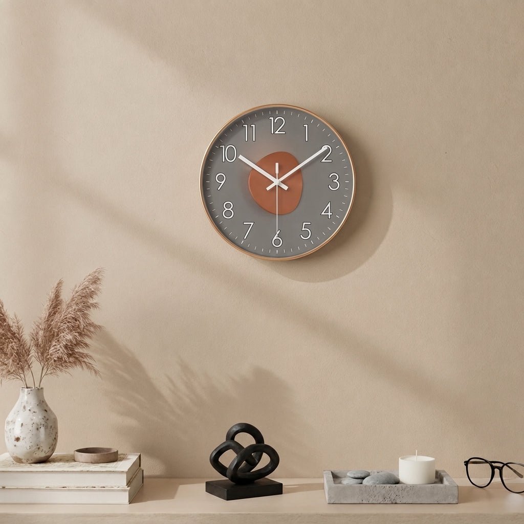 Ronde Wandklok Met Donker Uurwerk En Decoratieve Afwerking