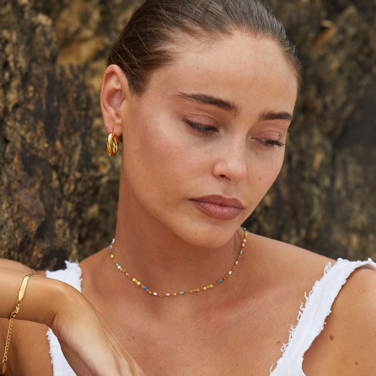 Choker met Minimalistische Ovale Details en Verlengkettinkje