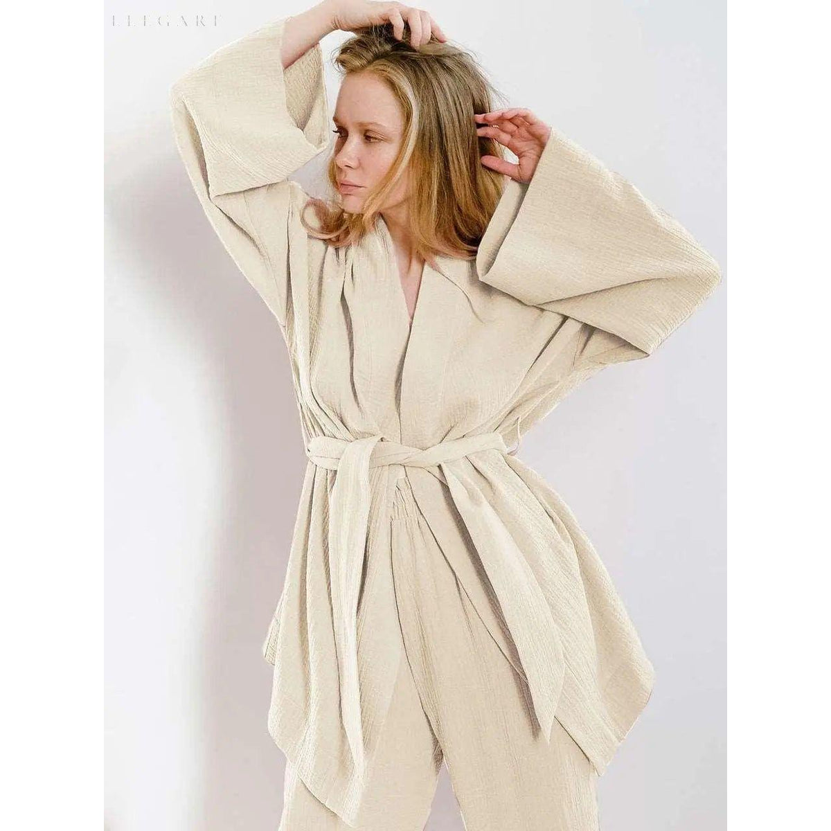 Dames Kimono Pyjamaset Met Lange Broek