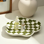 Keramische Opbergtray Met Grafisch Ruitpatroon En Moderne Uitstraling
