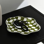 Keramische Opbergtray Met Grafisch Ruitpatroon En Moderne Uitstraling