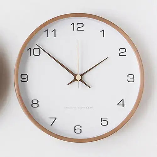 Houten Wandklok met Stil Quartzuurwerk