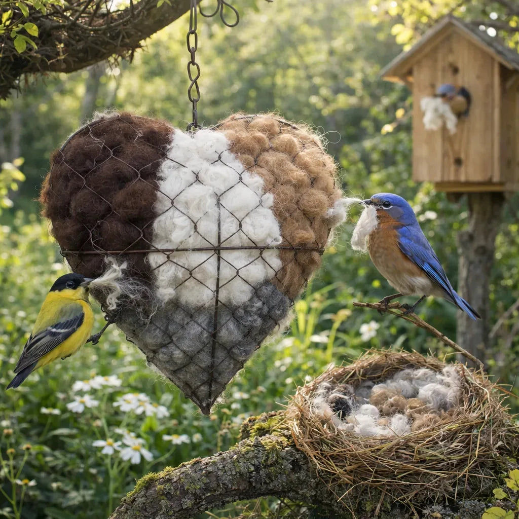 Nestenhart Met Alpakavezels Voor Buitenplaatsen En Veilige Vogelnestbouw