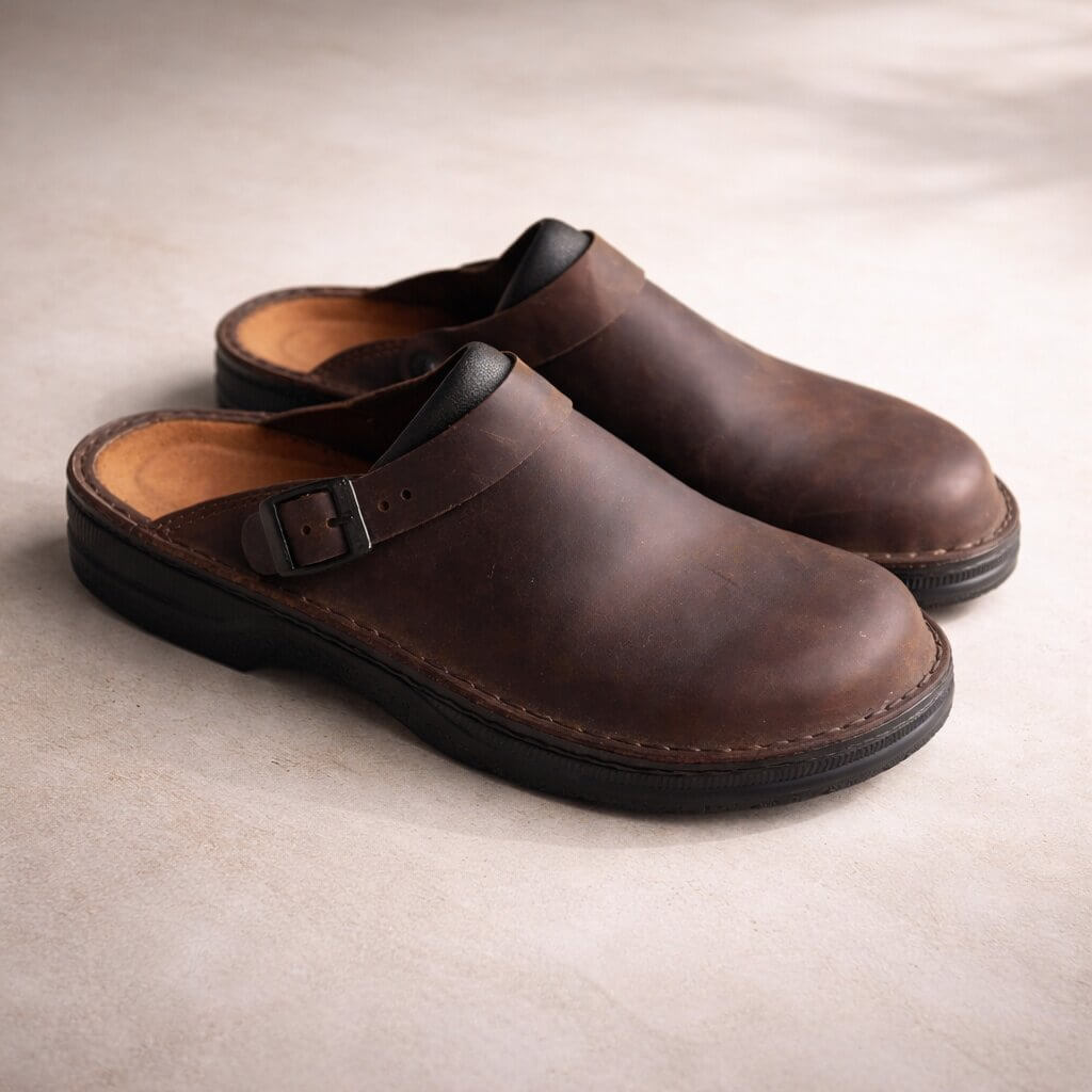 Unisex Orthopedische Leren Slippers met Verstelbare Band voor Dagelijks Comfort
