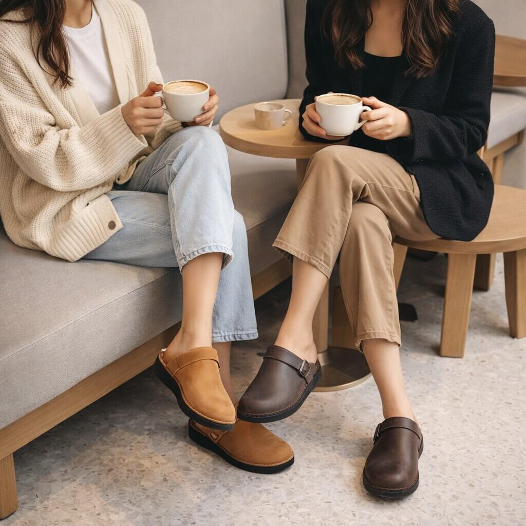 Unisex Orthopedische Leren Slippers met Verstelbare Band voor Dagelijks Comfort