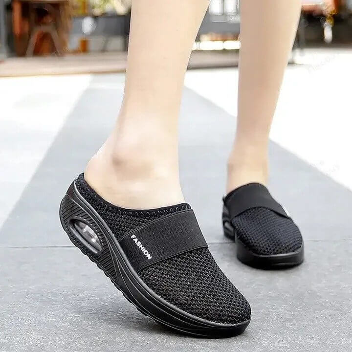 Dames schoenen met luchtkussen zool en ronde teen