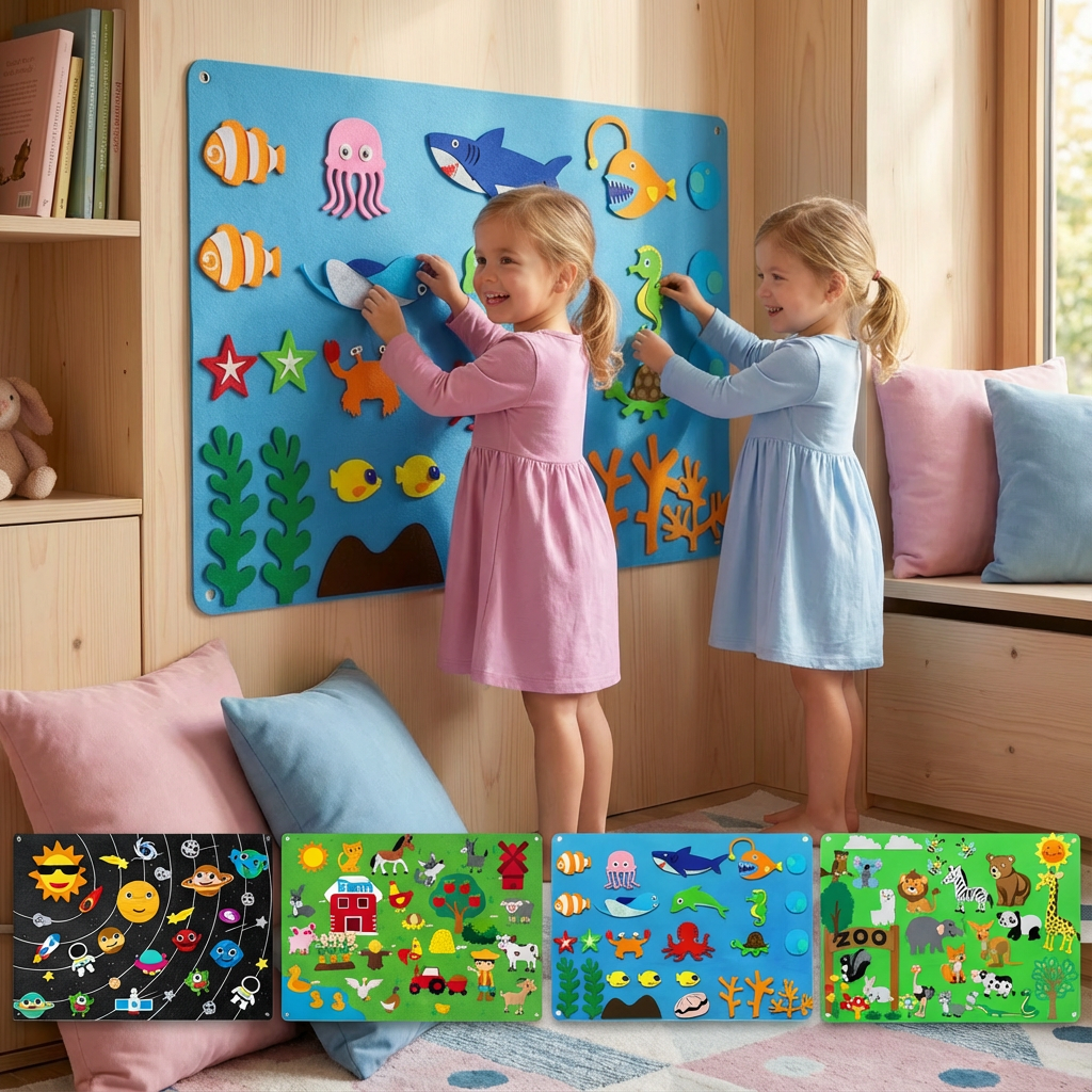 Viltwereld Met Dieren Voor Kleuren, Motoriek En Creatief Dagelijks Spel