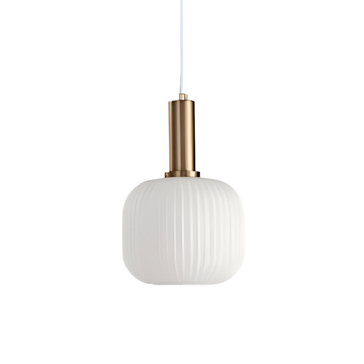 Glas Hanglamp Met Geribbelde Kap En Strakke Buisfitting Voor Zachte Ruimteverlichting