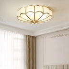 Art Deco Plafondlamp Met Bloemdesign En Matglazen Kap