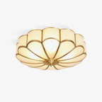 Art Deco Plafondlamp Met Bloemdesign En Matglazen Kap