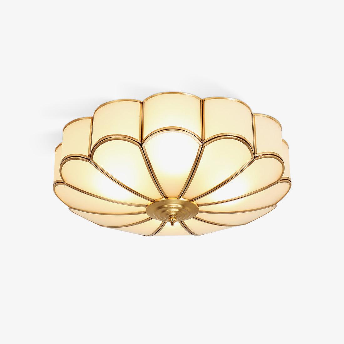 Art Deco Plafondlamp Met Bloemdesign En Matglazen Kap