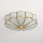 Art Deco Plafondlamp Met Bloemdesign En Matglazen Kap