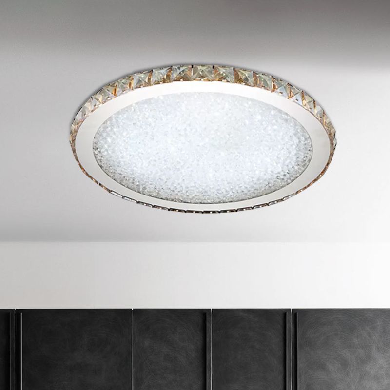 Plafondlamp Modern Kristal met Ronde Kap en Kristalrand