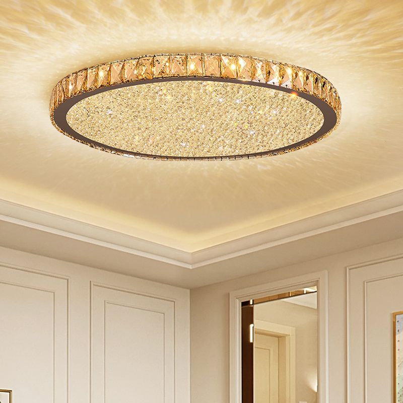 Plafondlamp Modern Kristal met Ronde Kap en Kristalrand
