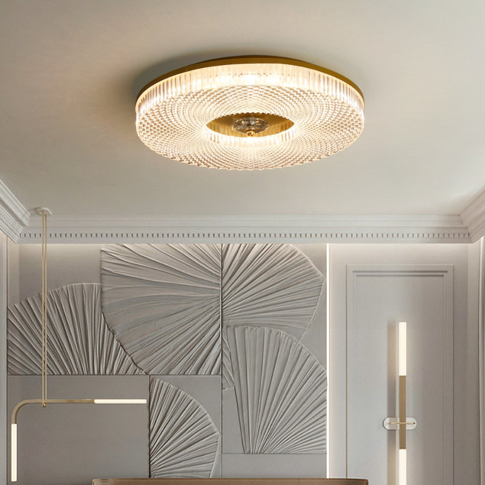 Moderne Plafondlamp Met Kristalpatroon En Dimbare LED Verlichting