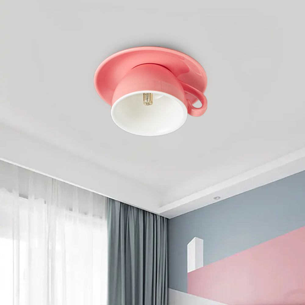 Retro Plafondlamp Met Speels Kopjesdesign Voor Unieke Interieurverlichting