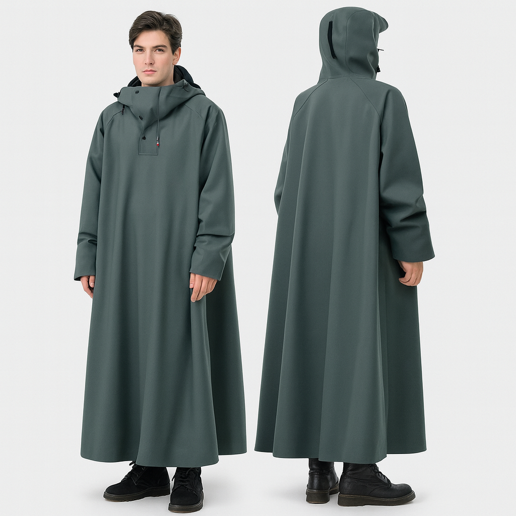 Lange Regenponcho Met Waterdichte Constructie En Comfortabele Volledige Bedekking