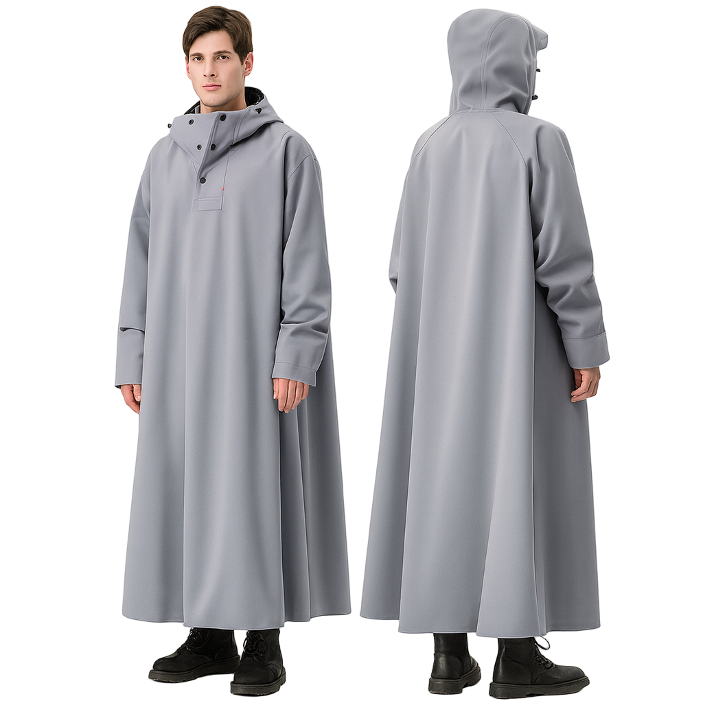 Lange Regenponcho Met Waterdichte Constructie En Comfortabele Volledige Bedekking