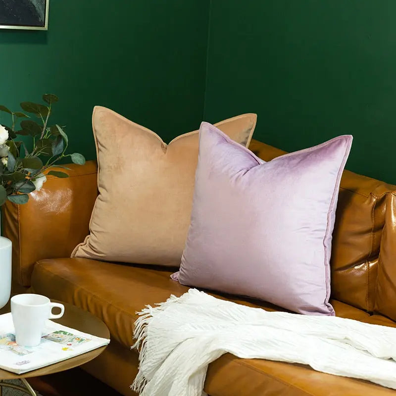 Kussenhoes Met Zachte Velours En Luxe Flanellen Rand