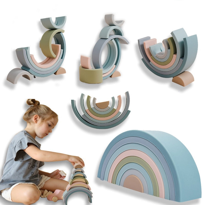 Montessori Regenboog Stapelspel Van Siliconen Voor Creatief Leren